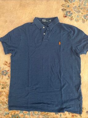 Polo by Ralph Lauren Navy Blue Polo with Orange Pony